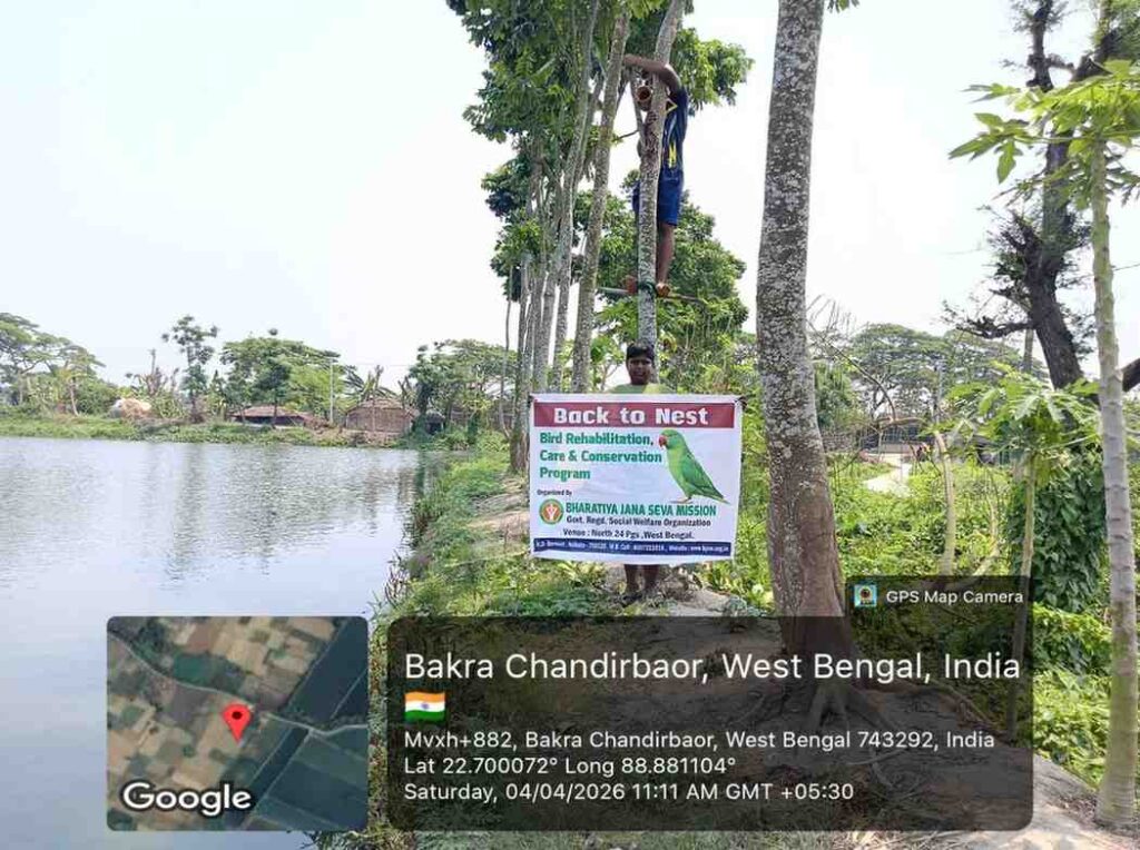 Bird nest placement drive by Bharatiya Jana Seva Mission for bird protection